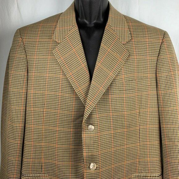 Filo A Mano Tom James Blazer Jacket Checkered Union Made Hand Tailored Size 44 - Picture 1 of 5